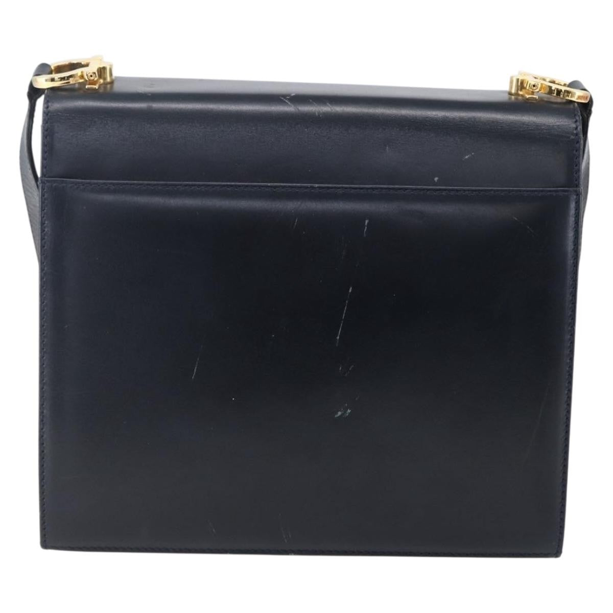 Salvatore Ferragamo Gancini Leather Navy Leather Shoulder Bag Bag (Pre-Owned)