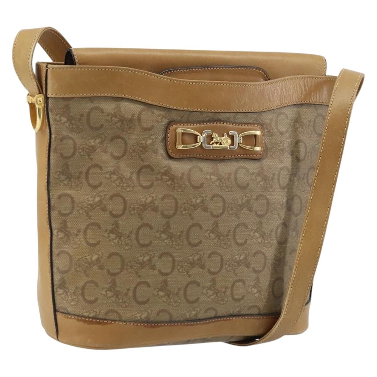 Celine C Sulky Canvas And Leather Beige Canvas Shoulder Bag Bag (Pre-Owned)