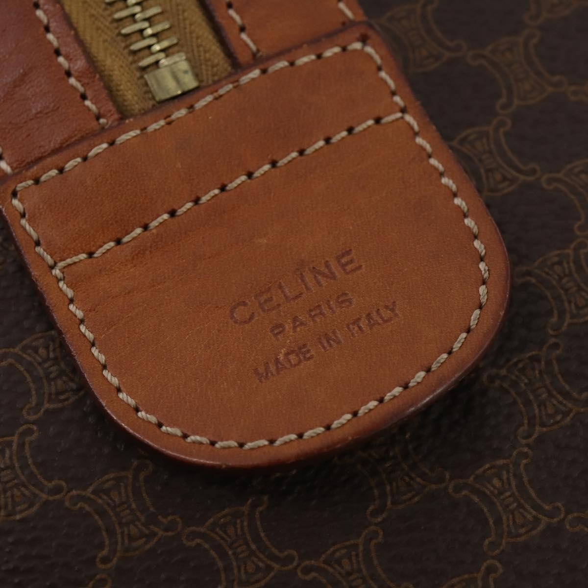 Celine Vintage Macadam Boston Canvas And Leather Brown Canvas Travel Bag Bag (Pre-Owned)