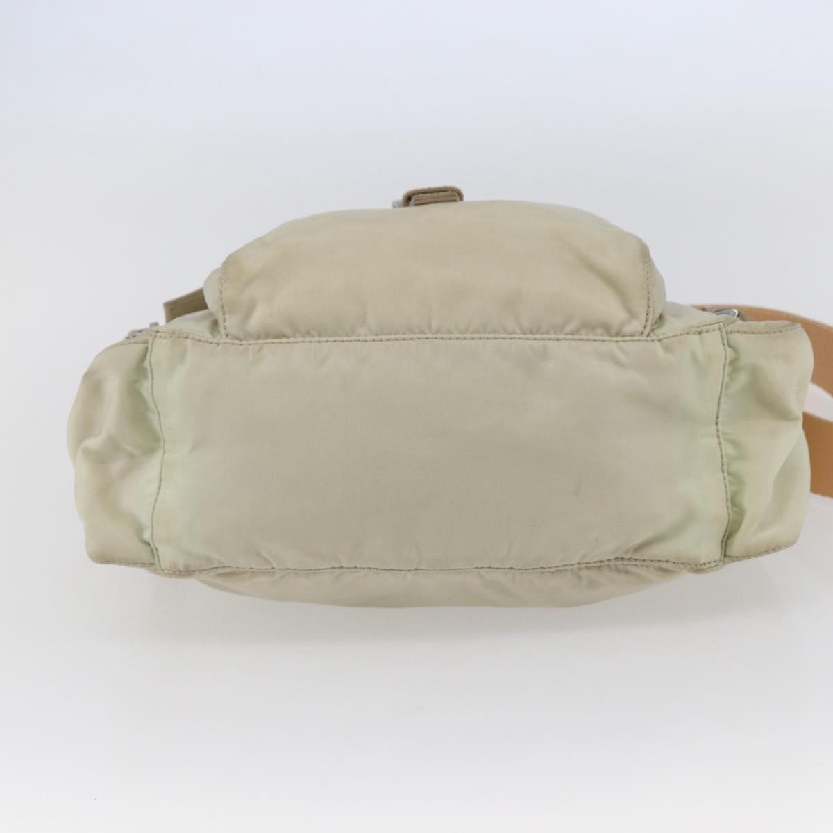 Prada Buckle Messenger Tessuto Beige Nylon Shoulder Bag Bag (Pre-Owned)