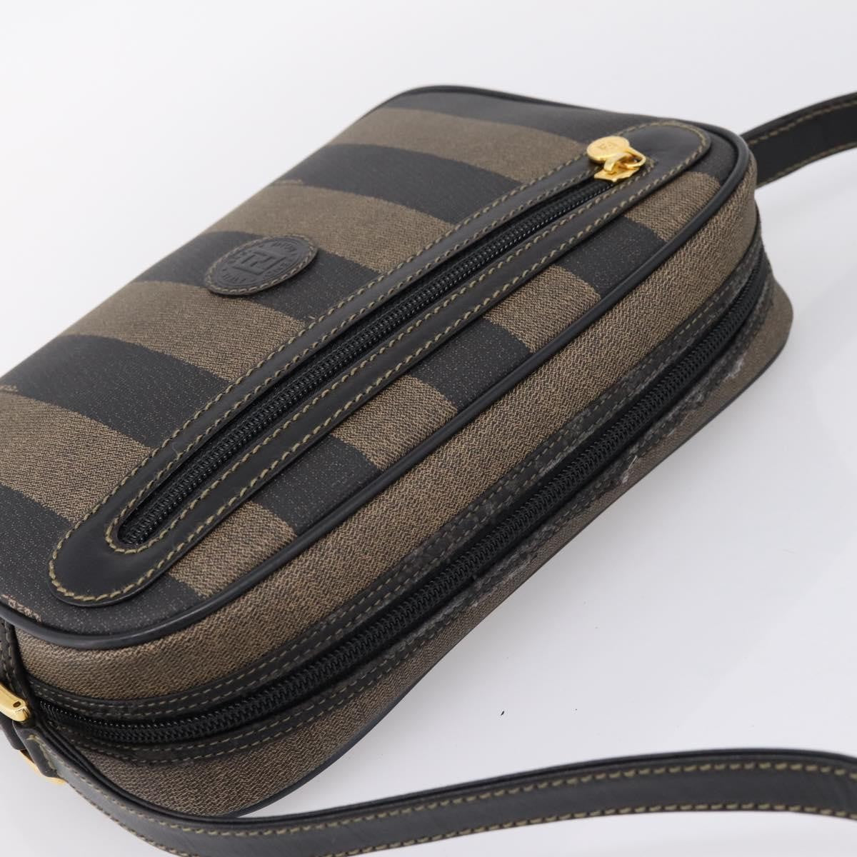 Fendi Vintage Pequin Front Pocket Coated Canvas Brown Canvas Crossbody Bag Bag (Pre-Owned)