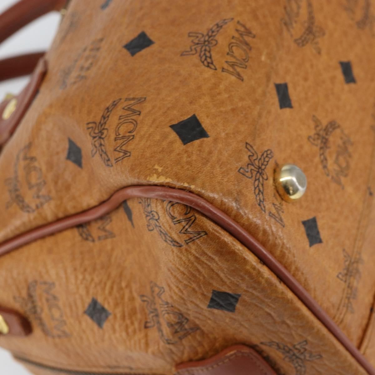 MCM Visetos Logogramme Canvas And Leather Brown Canvas Handbag (Pre-Owned)