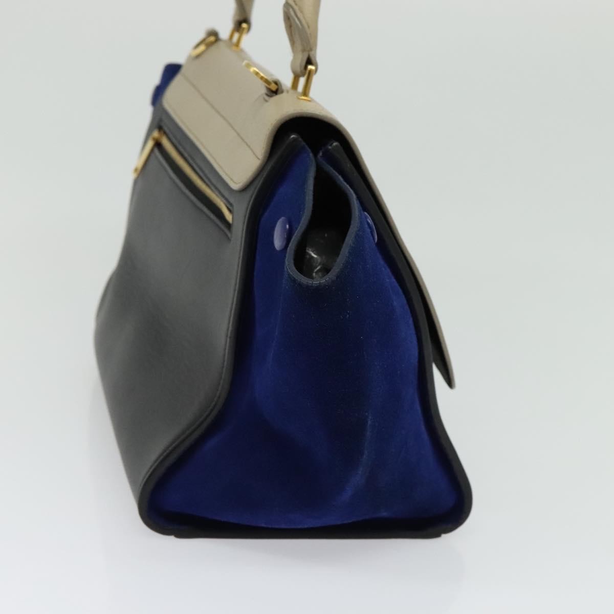 Celine Tricolor Trapeze Leather Beige Leather Handbag (Pre-Owned)