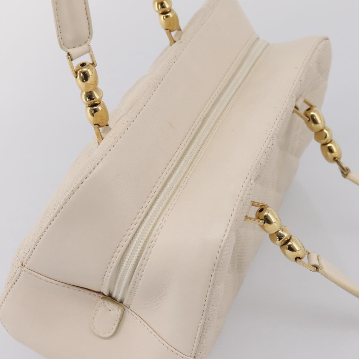 Christian Dior Vintage Leather White Leather Tote Bag Bag (Pre-Owned)