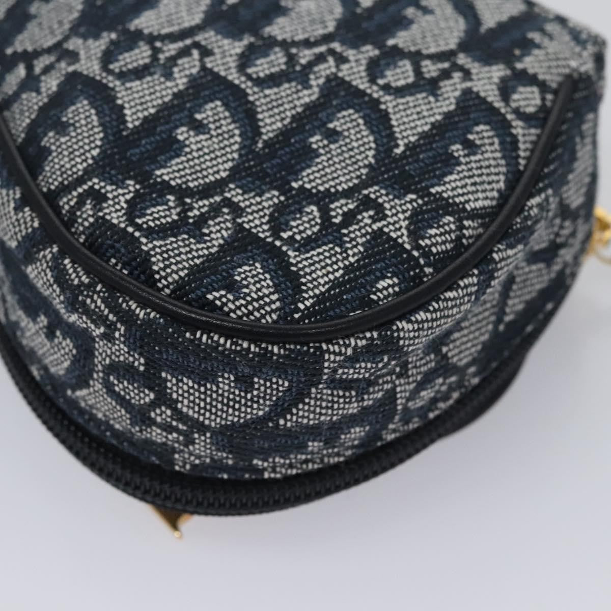 Christian Dior Vintage Saddle Coin Purse Diorissimo Canvas Navy Canvas Bag (Pre-Owned)