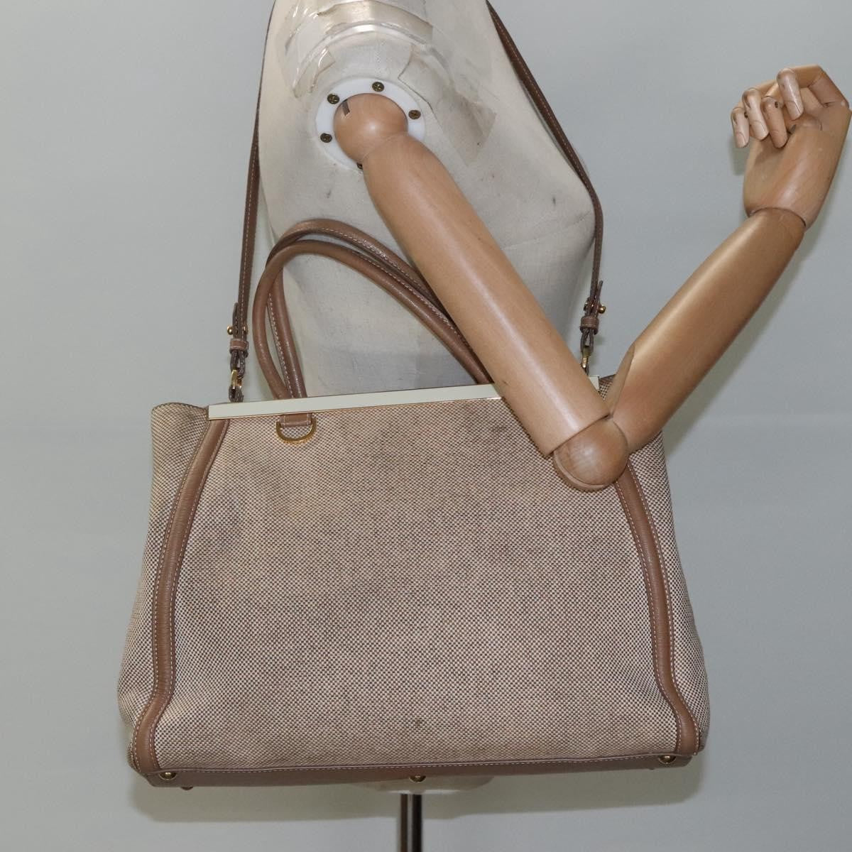 Fendi 2Jours Canvas Beige Canvas Tote Bag Bag (Pre-Owned)