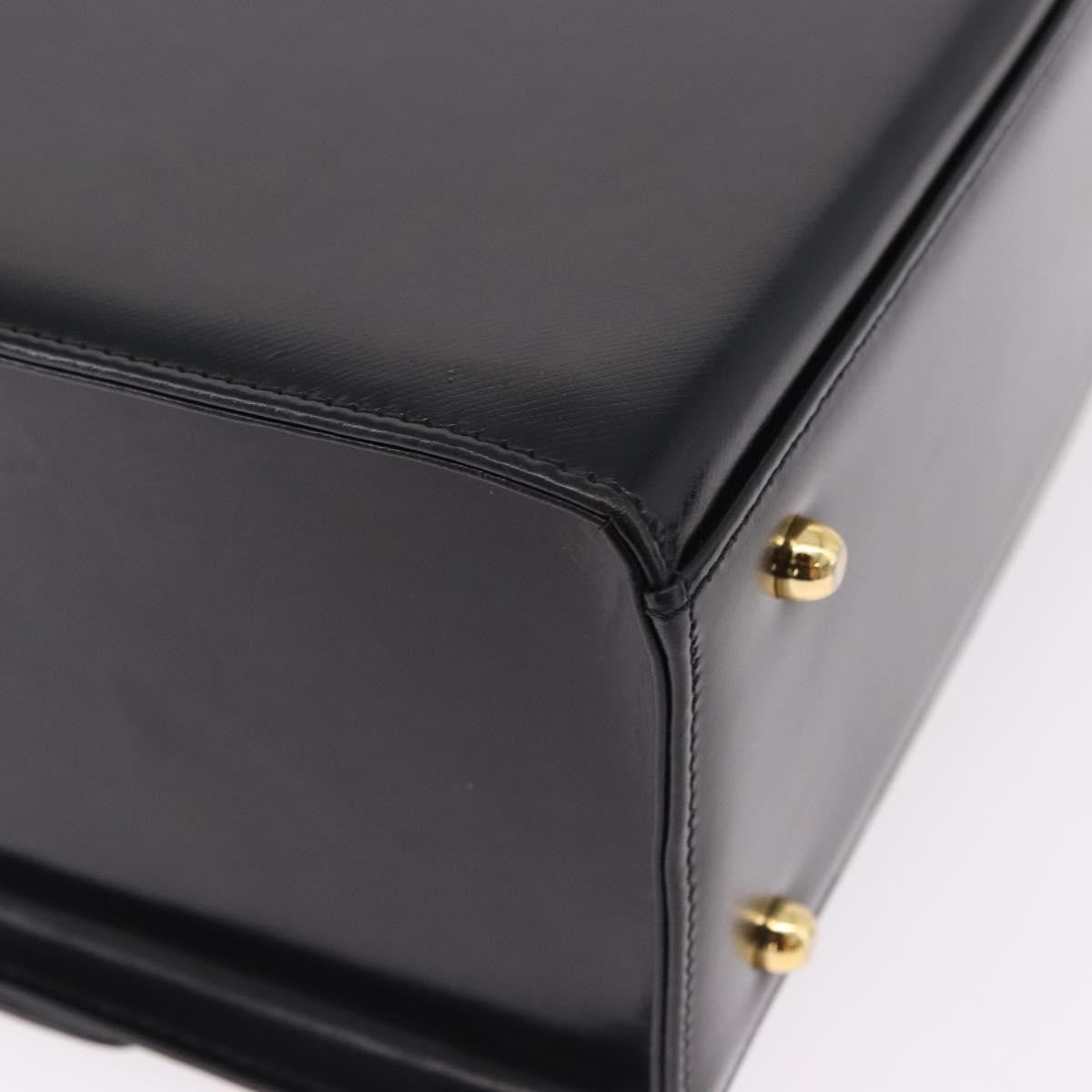 Versace Vintage Leather Black Leather Handbag (Pre-Owned)