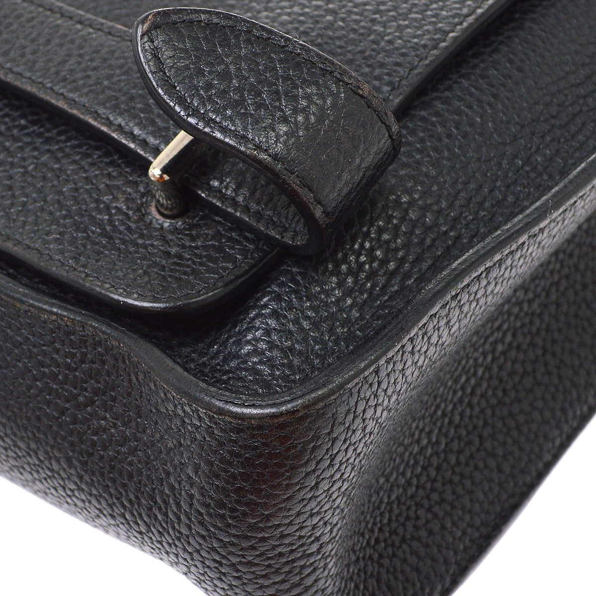 Hermes Steve Caporal Clemence Black Leather Shoulder Bag Bag (Pre-Owned)