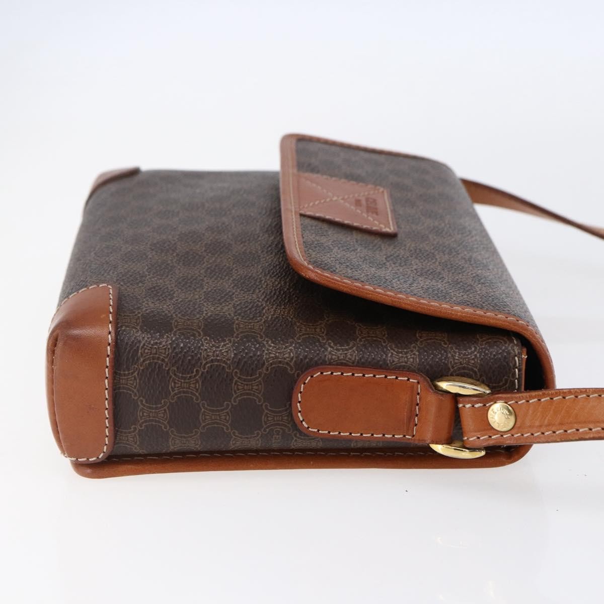 Celine Vintage Macadam Canvas And Leather Brown Canvas Shoulder Bag Bag (Pre-Owned)