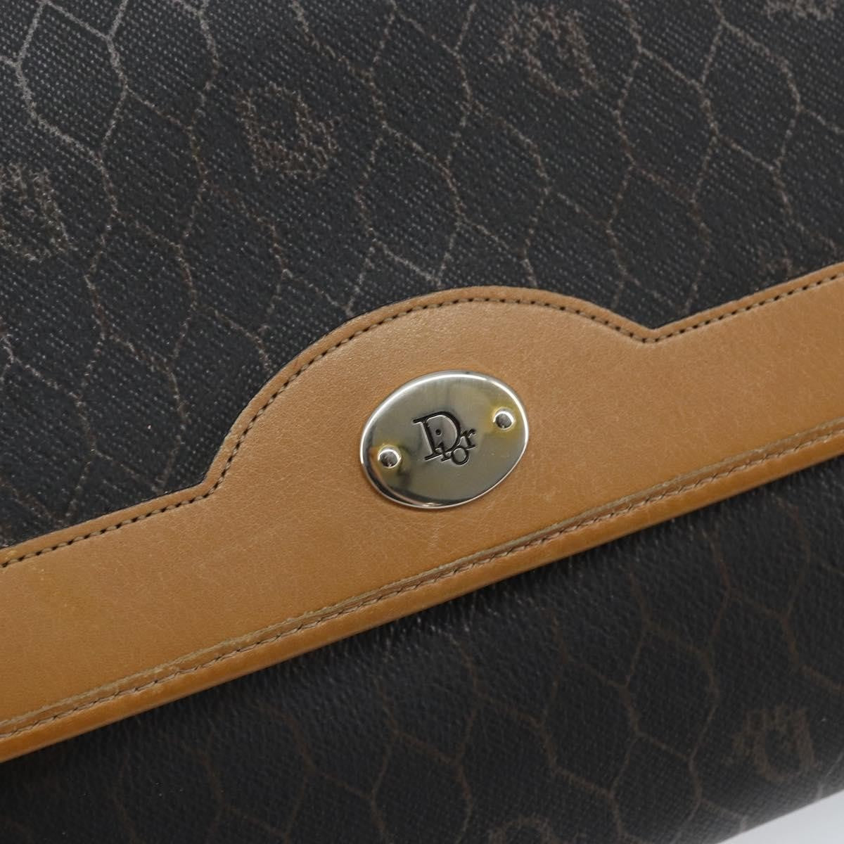 Christian Dior Vintage Honeycomb Chain Canvas Black Canvas Shoulder Bag Bag (Pre-Owned)