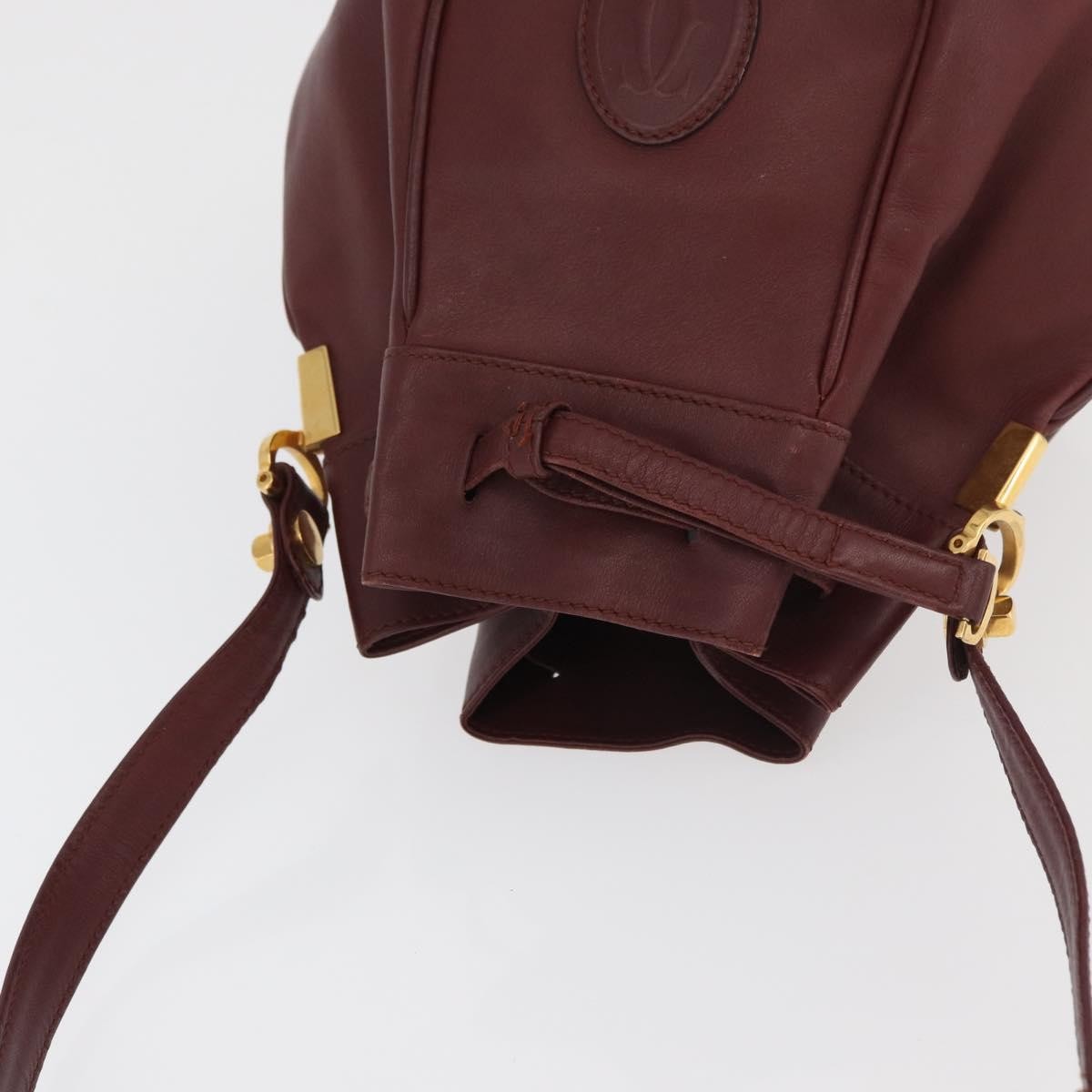 Cartier Must De Cartier Leather Burgundy Leather Shoulder Bag Bag (Pre-Owned)