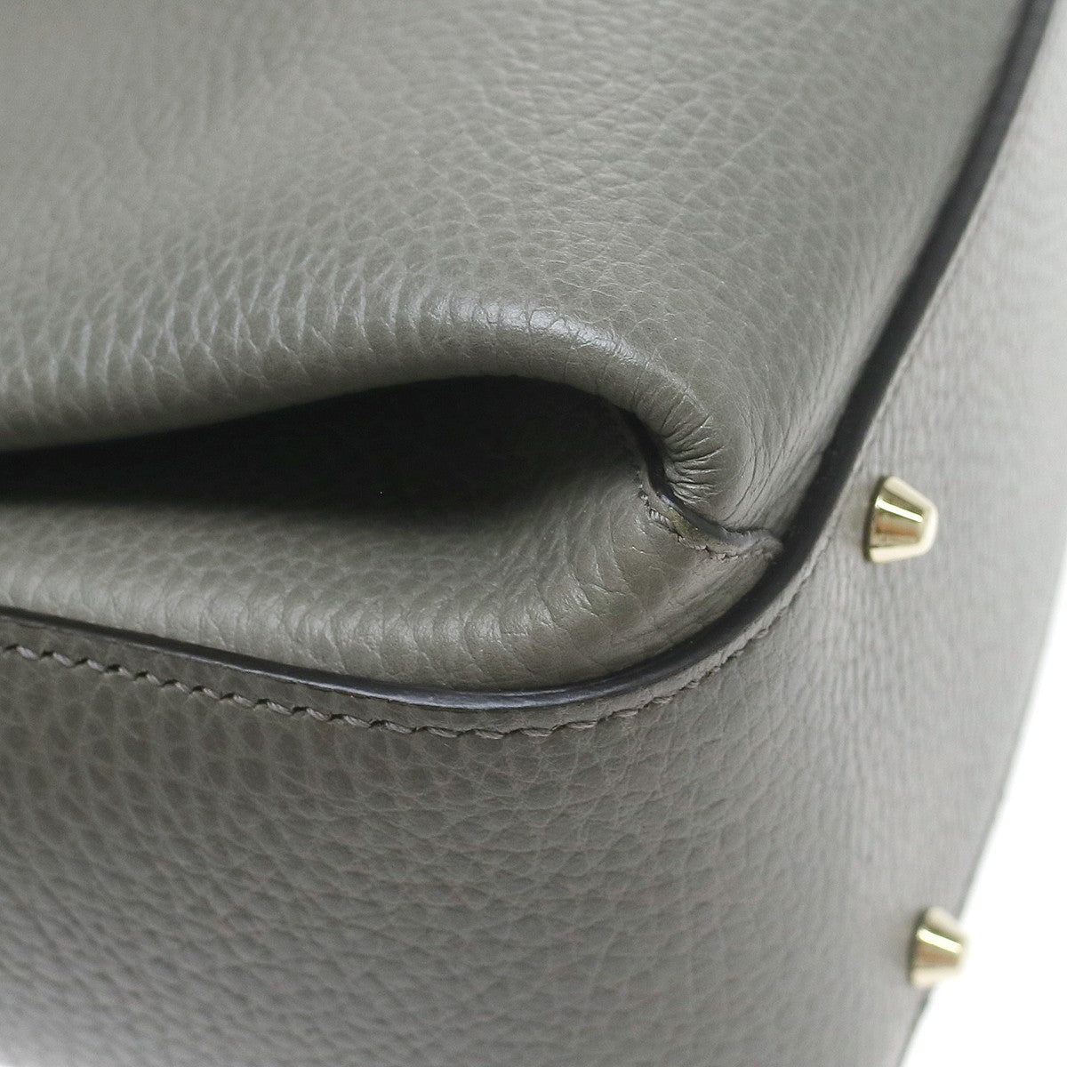Gucci Interlocking Top Handle Leather Gray Leather Shoulder Bag Bag (Pre-Owned)