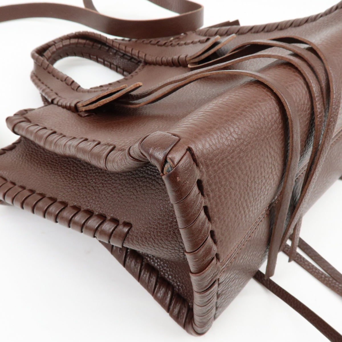 Chloe Mony Leather Brown Leather Tote Bag Bag (Pre-Owned)