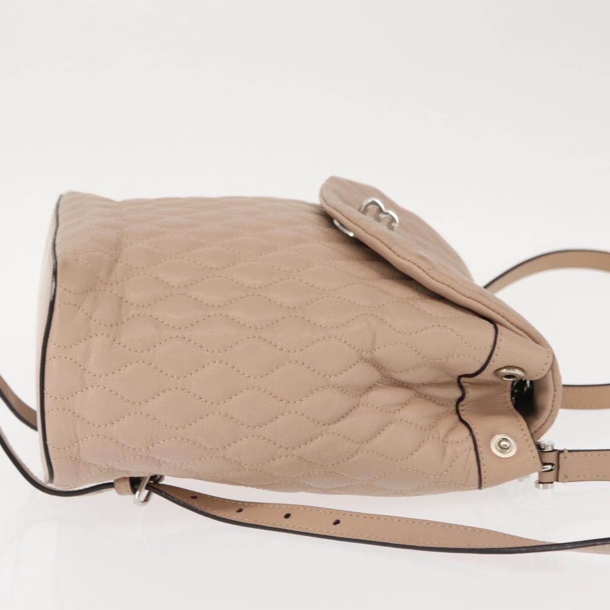 Bally Vintage Quilted Leather Pink Leather Backpack Bag (Pre-Owned)