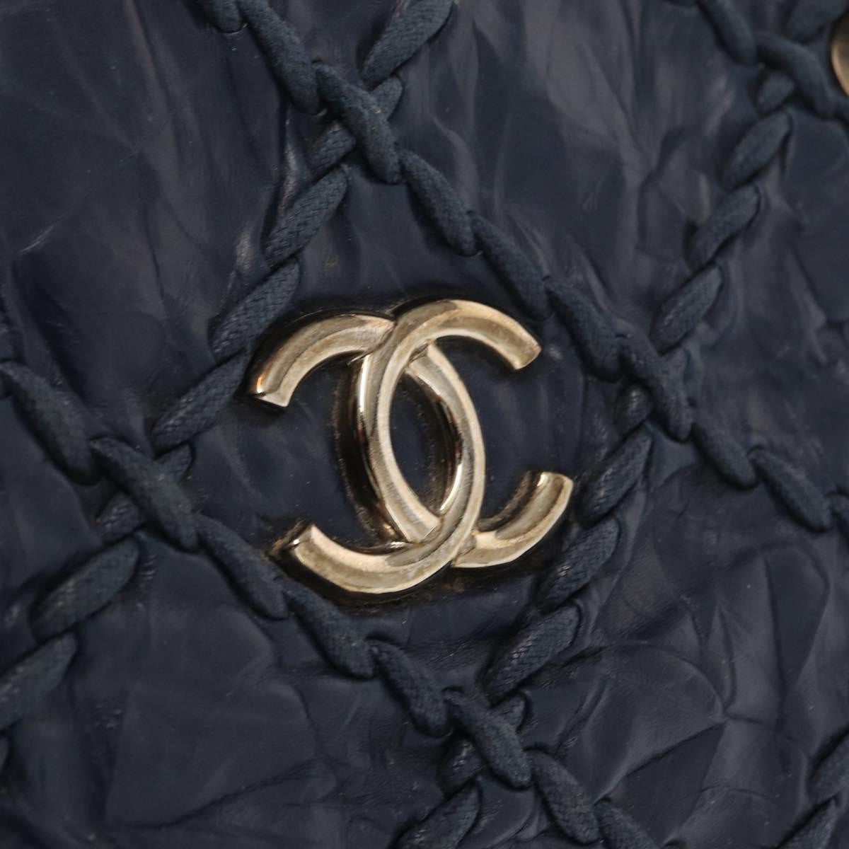 Chanel Ultra Stitch Chain Tote Quilted Calfskin Navy Leather Tote Bag Bag (Pre-Owned)