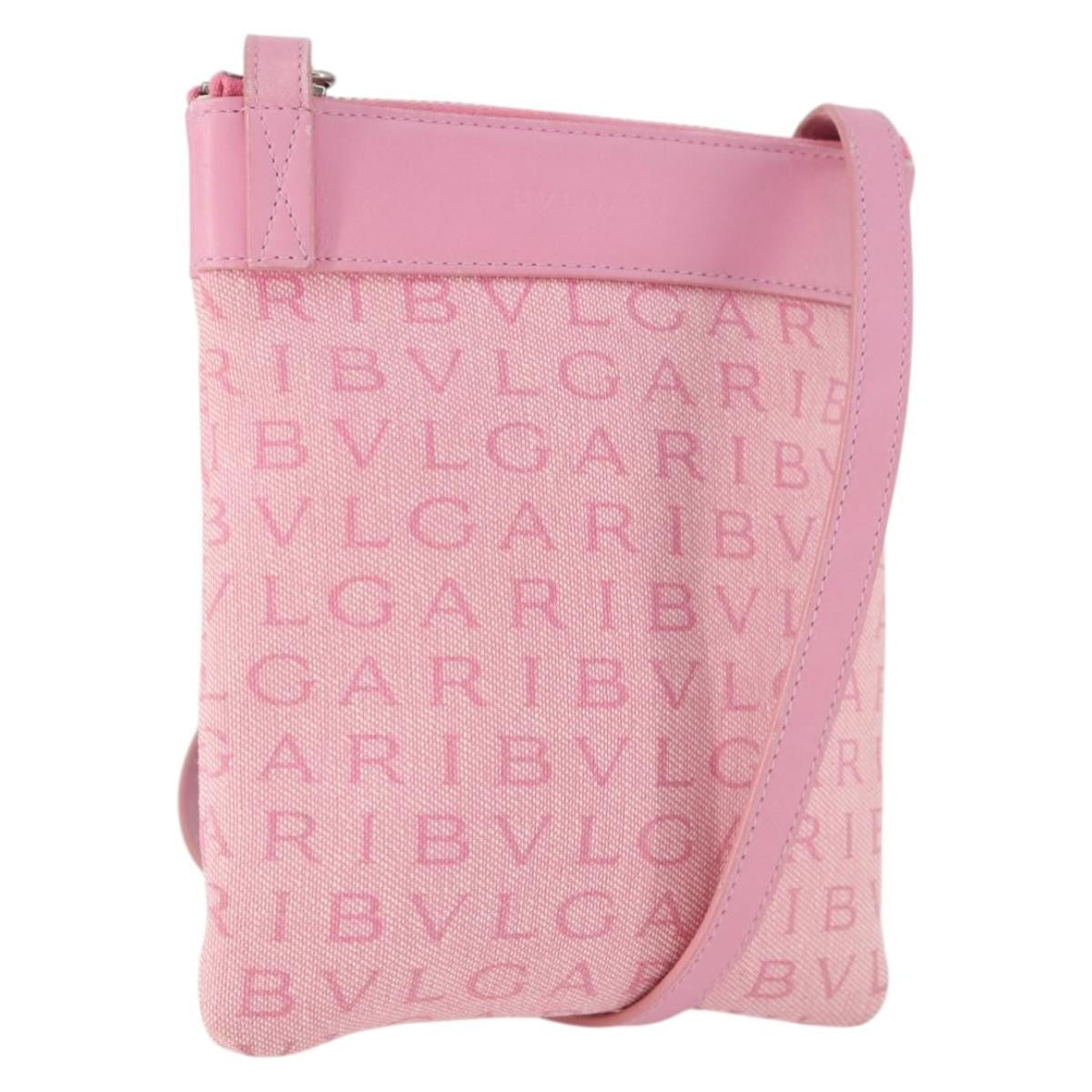 Bvlgari Logomania Canvas With Leather Pink Canvas Shoulder Bag Bag (Pre-Owned)
