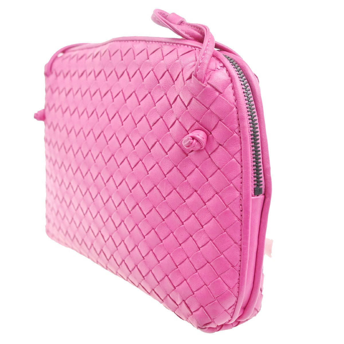 Bottega Veneta Nodini Intrecciato Nappa Pink Leather Shoulder Bag Bag (Pre-Owned)