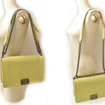 Chanel Boy Yellow Leather Shoulder Bag (Pre-Owned)