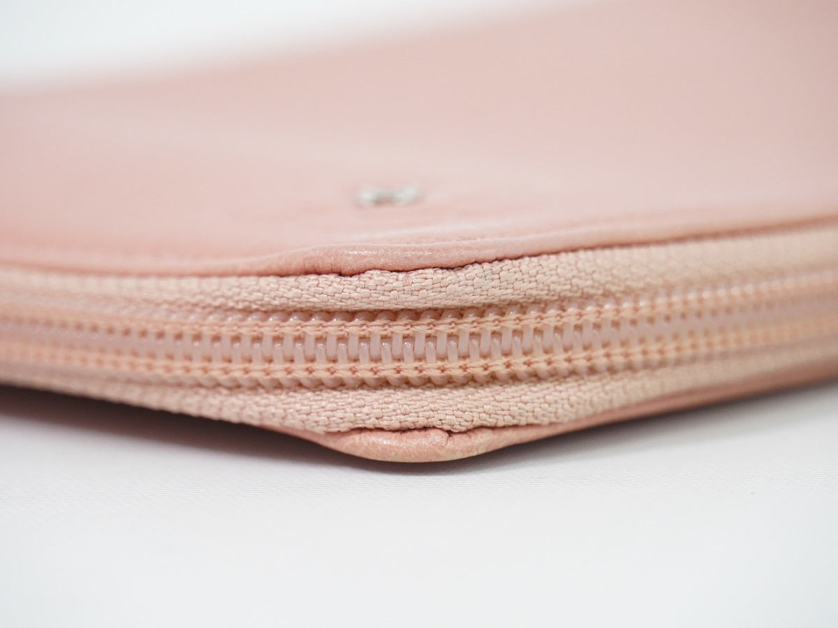 Chanel Camellia Zip Around Organizer Leather Pink Leather Wallets Accessory (Pre-Owned)