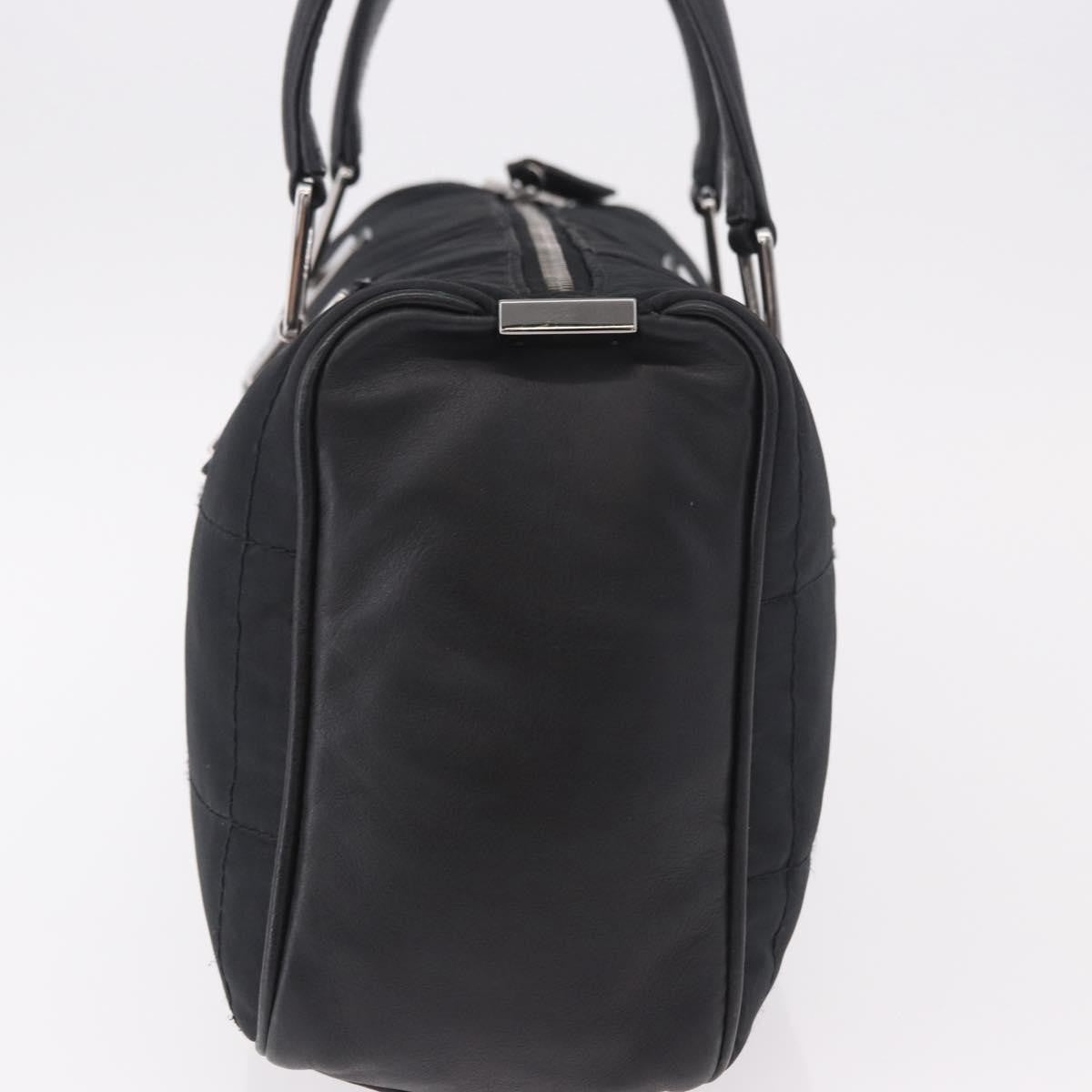 Chanel Square Stitch Boston Quilted Nylon Black Nylon Handbag (Pre-Owned)