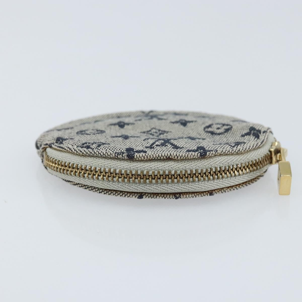 Louis Vuitton Round Coin Purse Mini Lin Blue Canvas Clutche & Pouche Bag (Pre-Owned)
