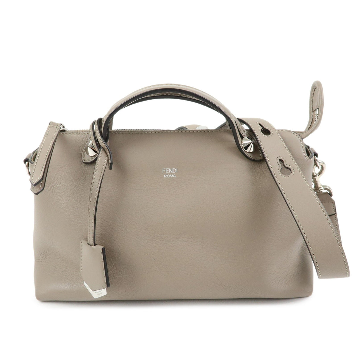 Fendi By The Way Satchel Leather Beige Leather Handbag (Pre-Owned)