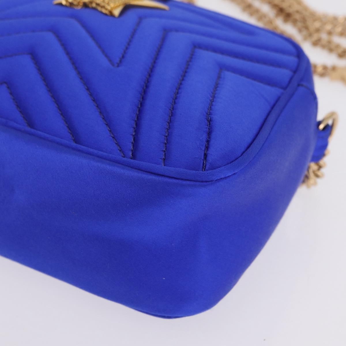 Stella Mccartney Stella Star Camera Quilted Satin Blue Satin Handbag (Pre-Owned)
