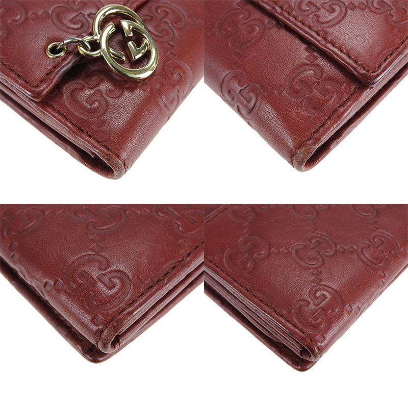 Gucci Guccissima Burgundy Leather Wallet  (Pre-Owned)