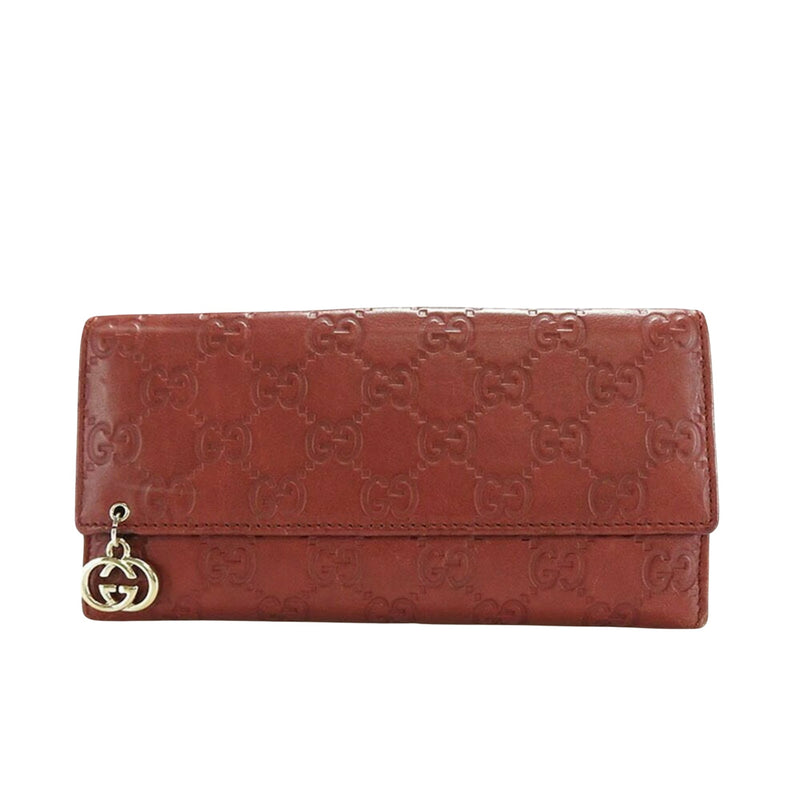 Gucci Guccissima Burgundy Leather Wallet  (Pre-Owned)
