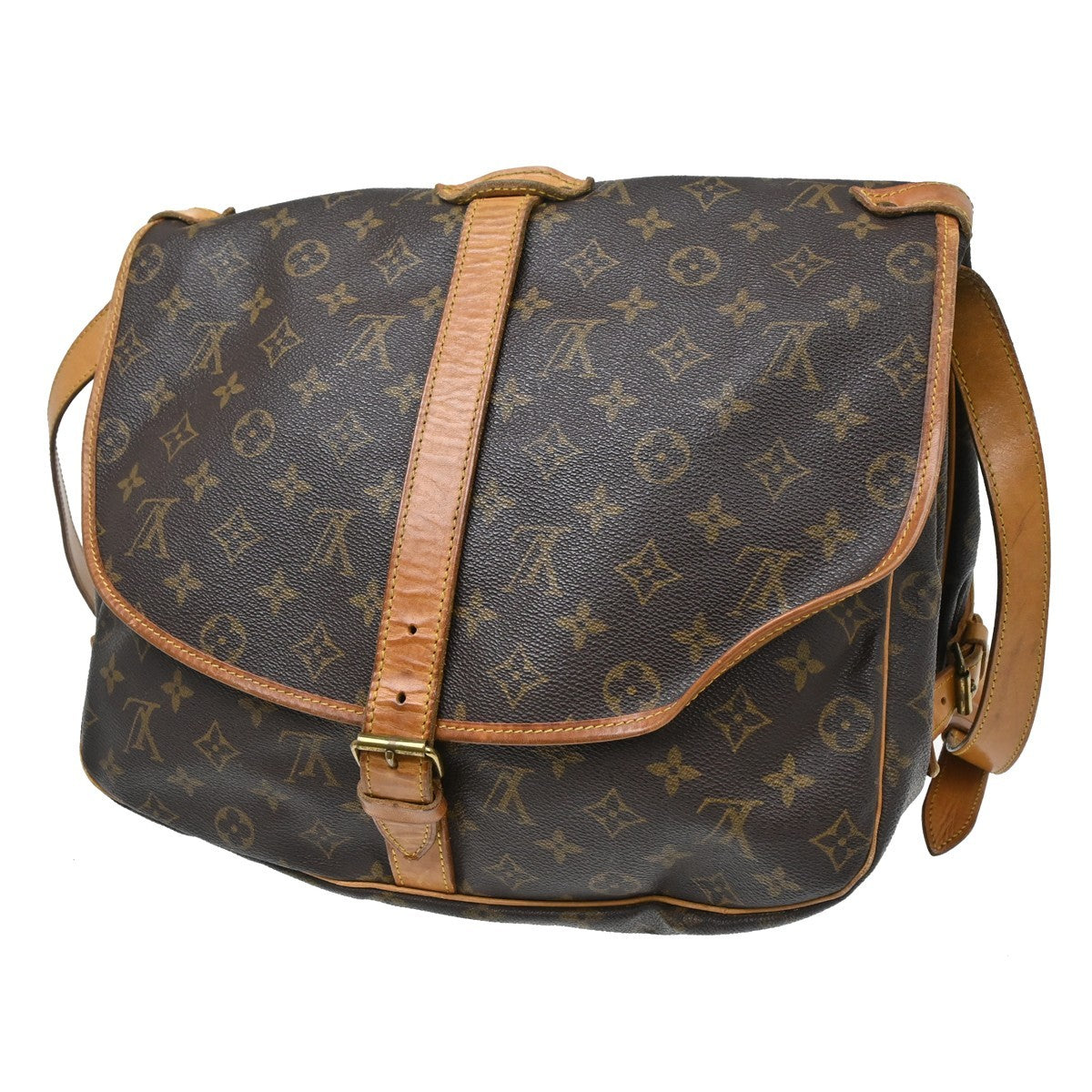 Louis Vuitton Saumur Monogram Canvas Brown Canvas Shoulder Bag Bag (Pre-Owned)