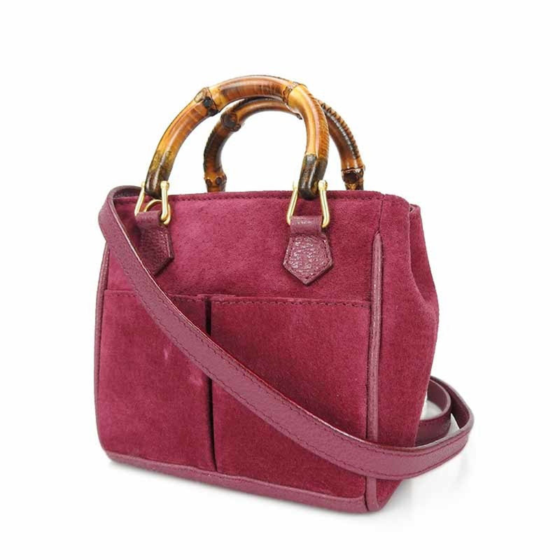 Gucci Bamboo Purple Suede Handbag (Pre-Owned)