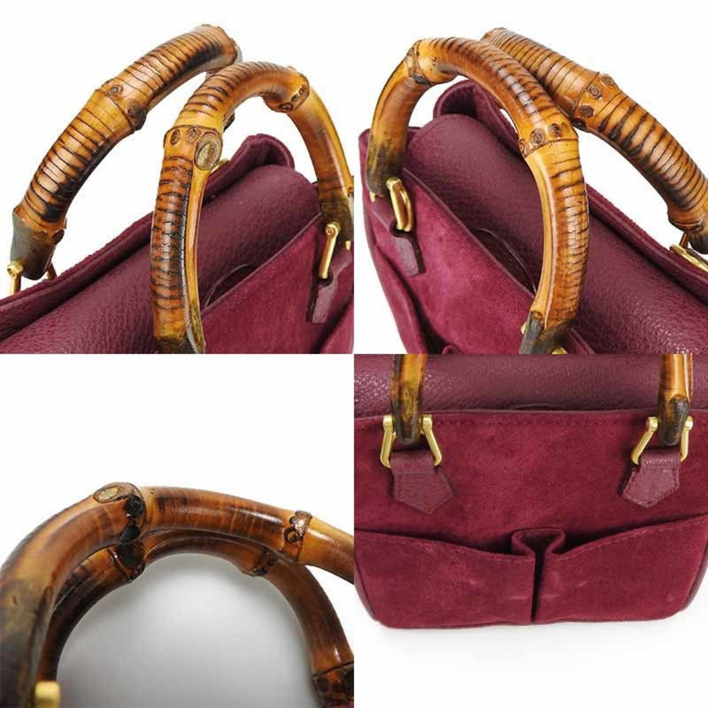 Gucci Bamboo Purple Suede Handbag (Pre-Owned)