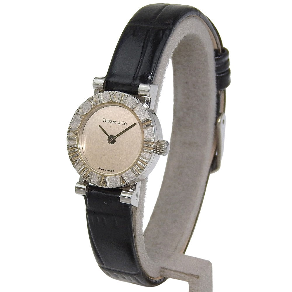 Tiffany & Co. Atlas Quartz Stainless Steel And Leather Watch (Pre-Owned)