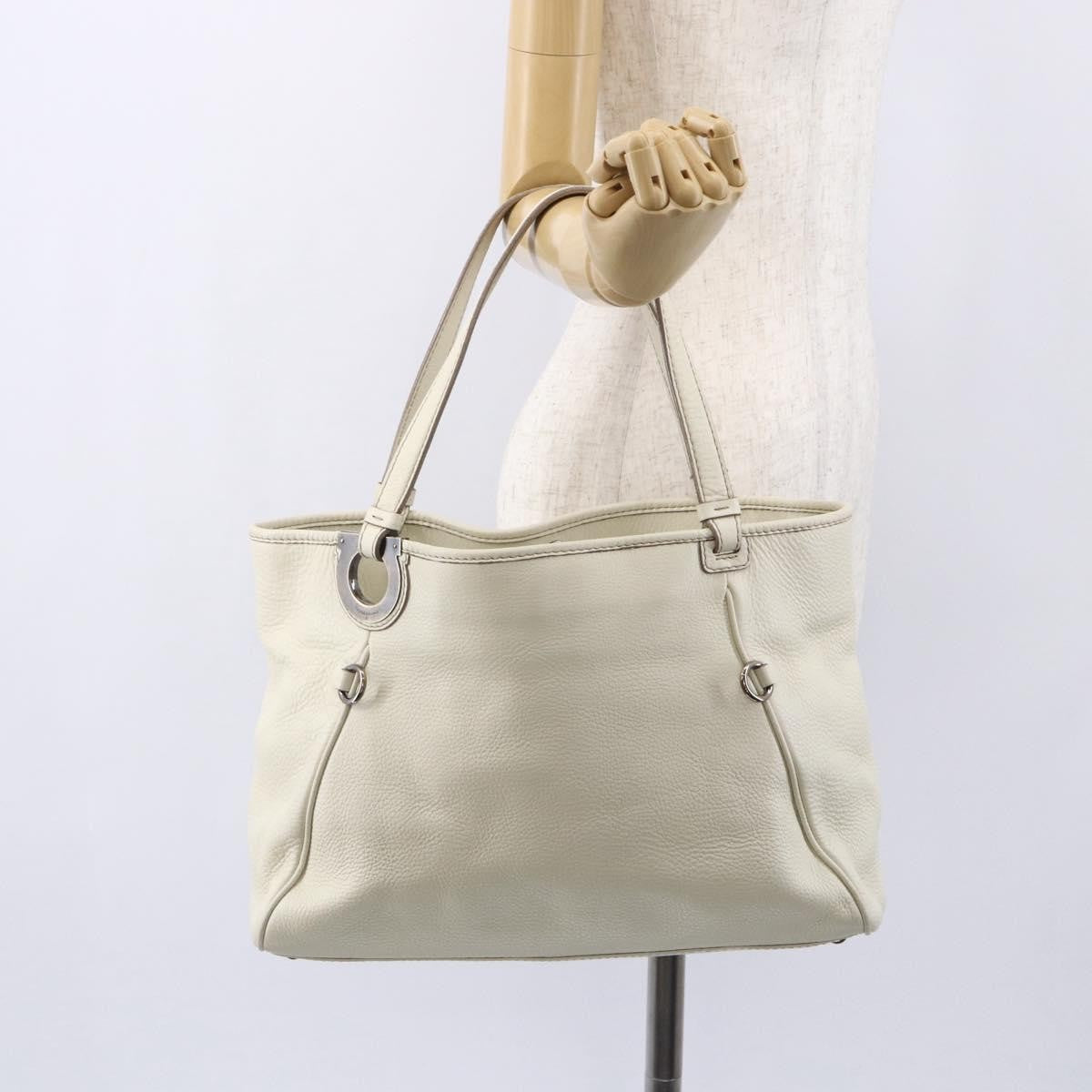 Salvatore Ferragamo Vintage Leather White Leather Tote Bag Bag (Pre-Owned)