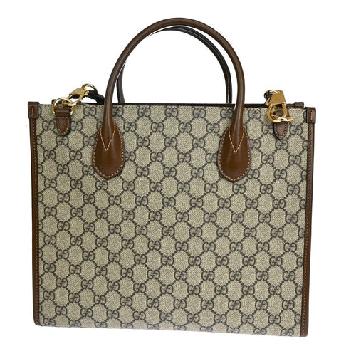 Gucci Gg Supreme Beige Canvas Handbag (Pre-Owned)