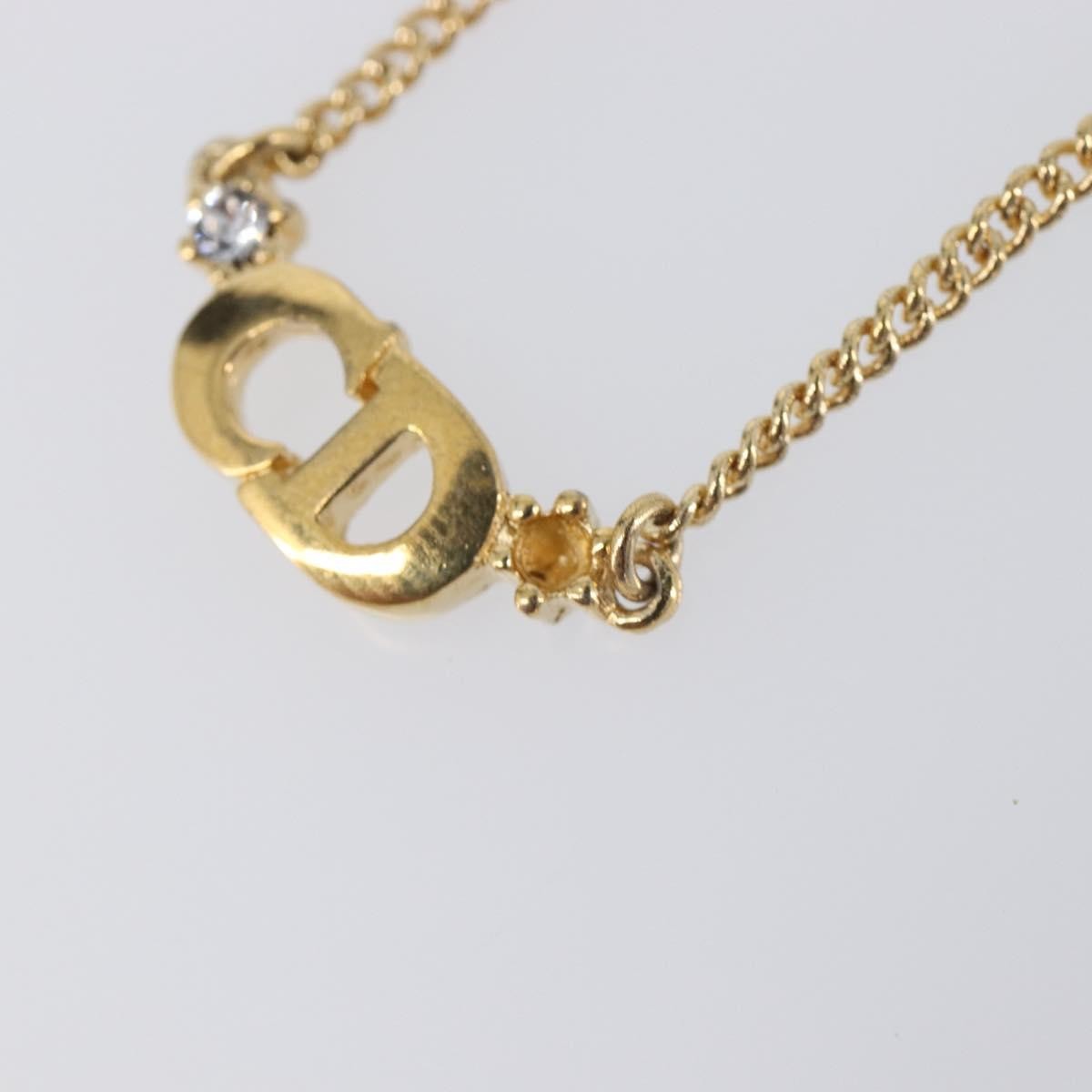 Christian Dior Clair D Lune Pendant Metal With Crystals Gold Metal Necklace Jewelry (Pre-Owned)