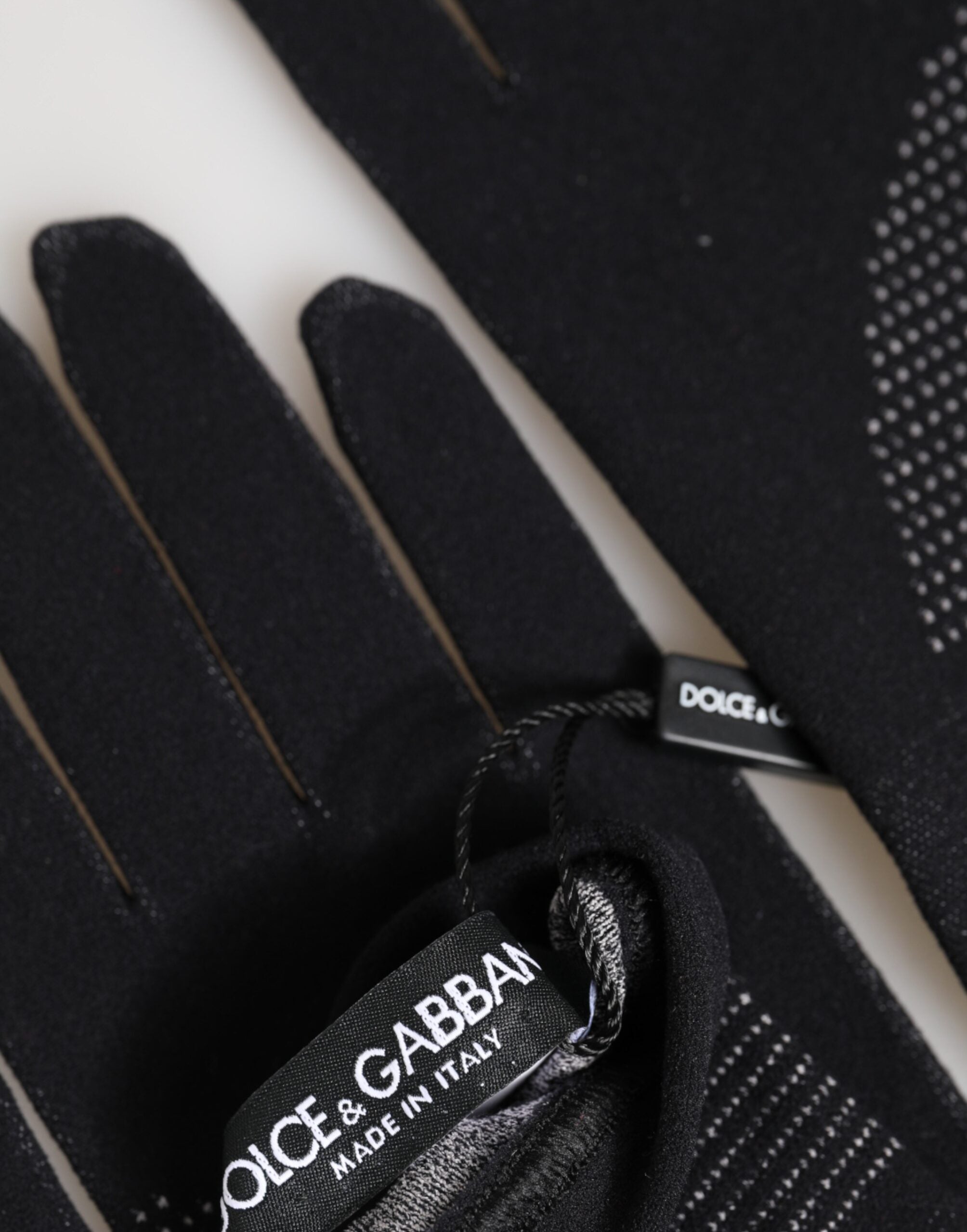 Dolce & Gabbana Black DG Logo Cotton Hands Mitten Men Men's Gloves