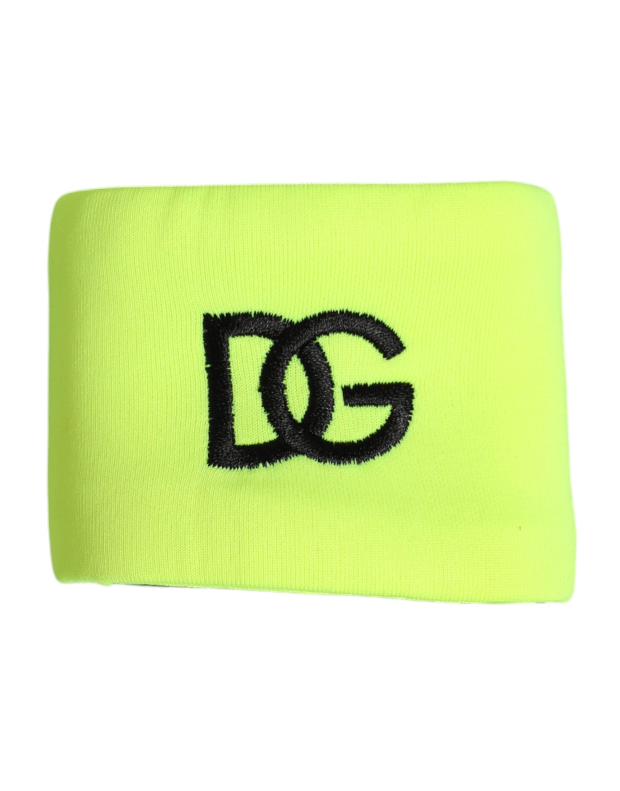 Dolce & Gabbana Yellow Green Silk DG Logo Men Men's Wristband