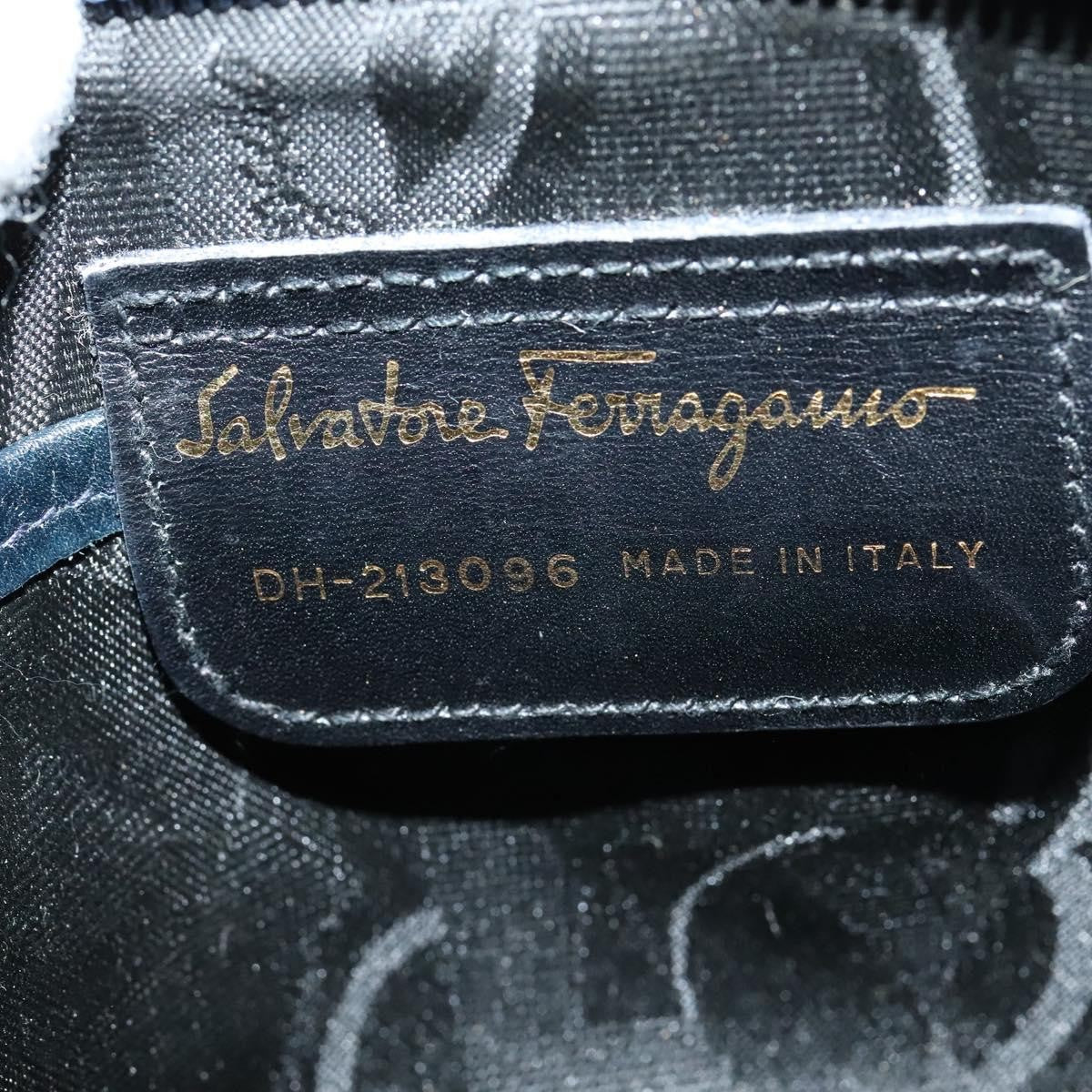 Salvatore Ferragamo Vala Leather Navy Leather Shoulder Bag Bag (Pre-Owned)