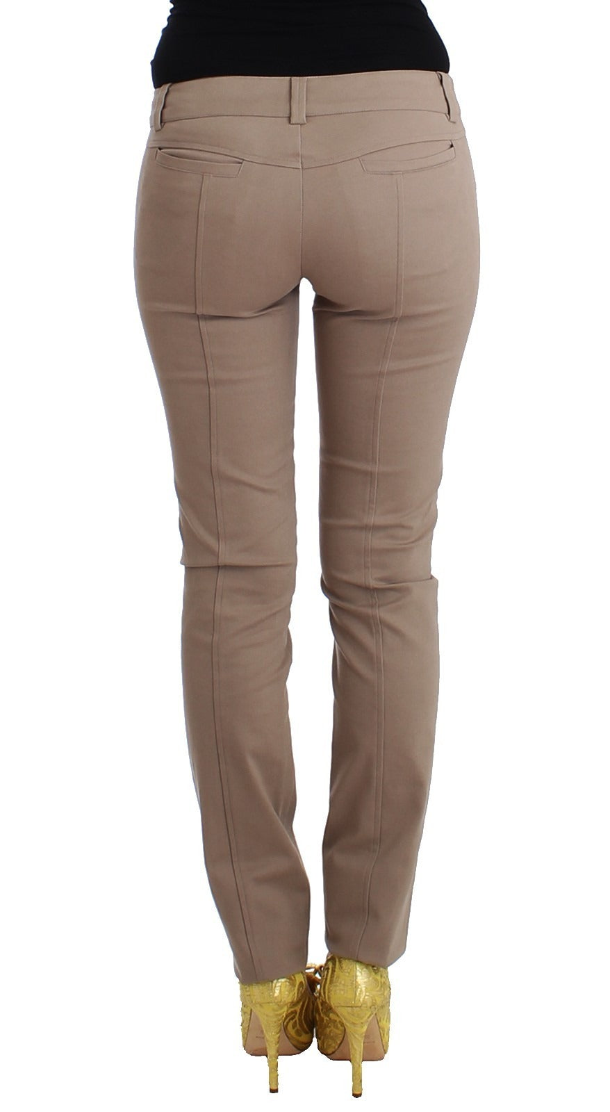 Cavalli Class Beige Dress Skinny Slim Straight Chinos Women's Pants