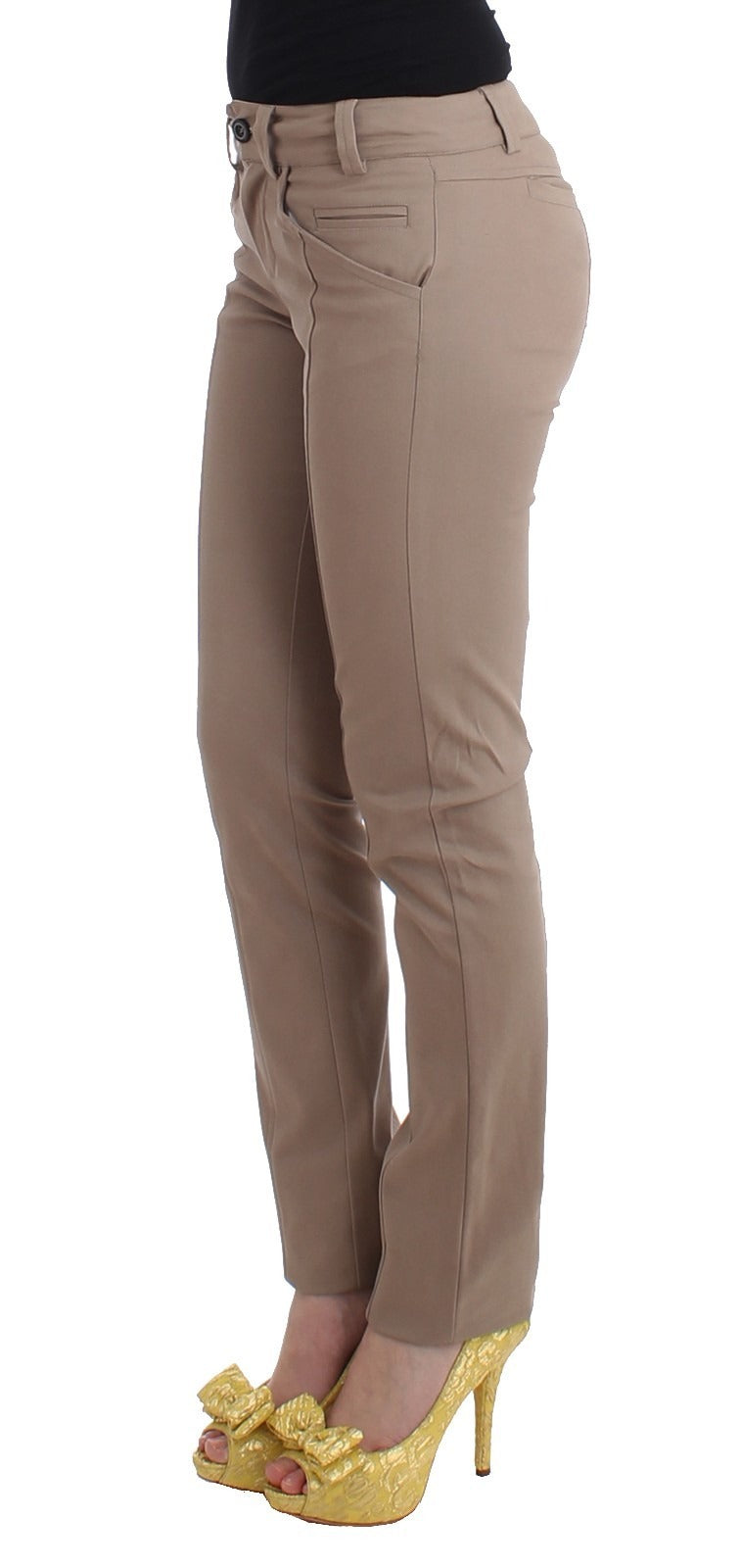 Cavalli Class Beige Dress Skinny Slim Straight Chinos Women's Pants