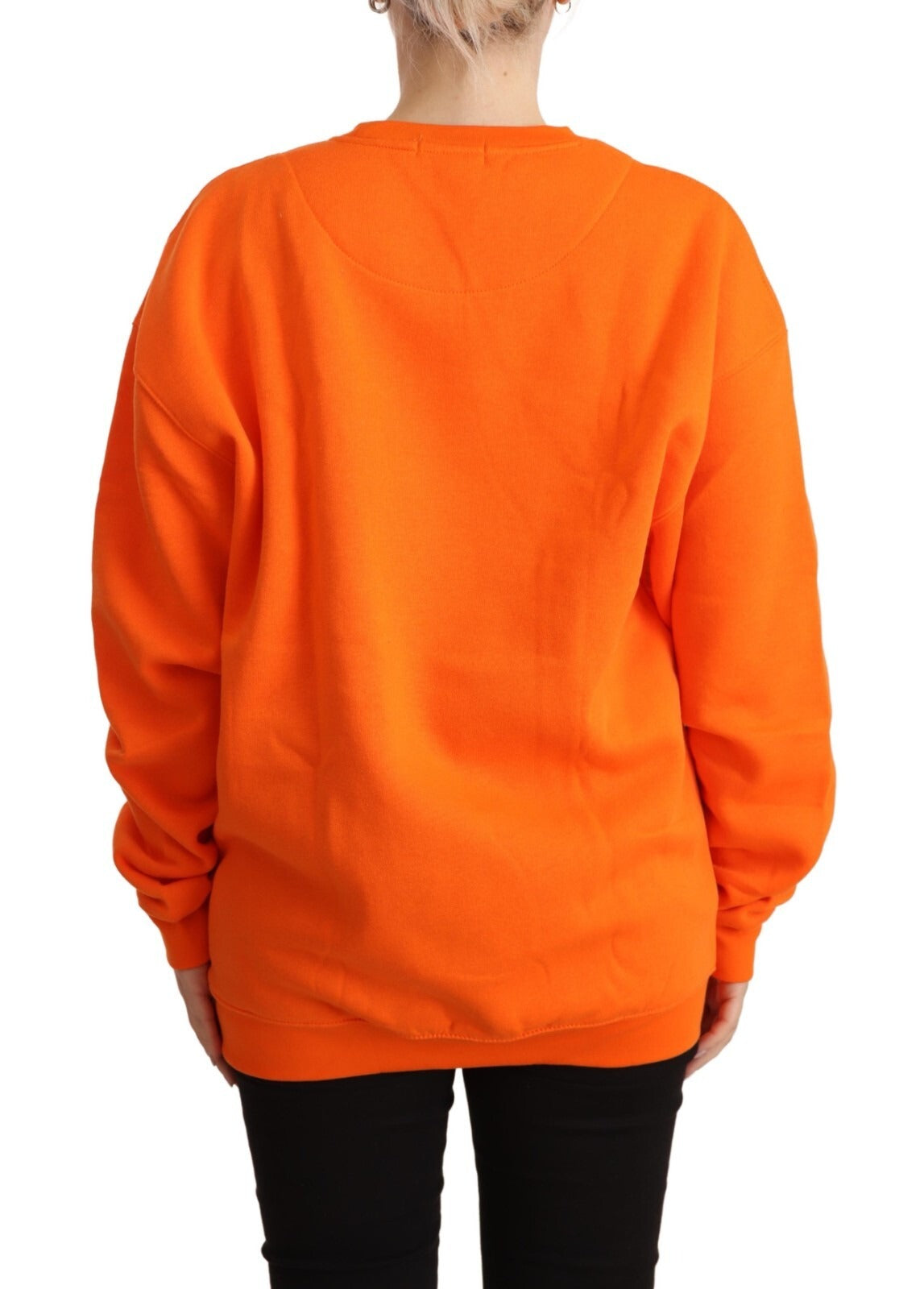 Philippe Model Orange Printed Long Sleeves Pullover Women's Sweater