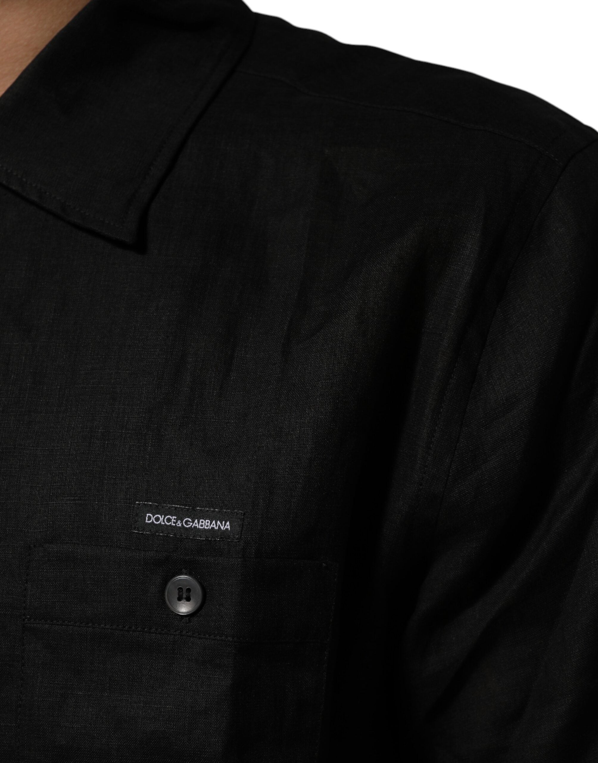 Carhartt Wip Black Linen Collared Short Sleeve Polo Men's Shirt