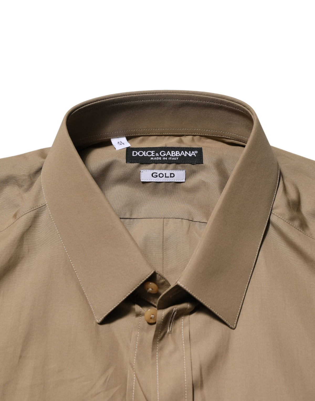 Dolce & Gabbana Brown Cotton Collared Men GOLD Dress Men's Shirt (Pre-Owned)
