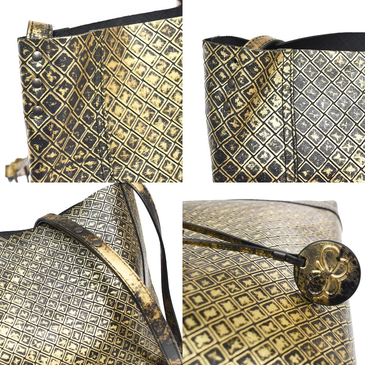Bottega Veneta Messenger Butterfly Intrecciomirage Intarsio Leather Gold Leather Handbag (Pre-Owned)