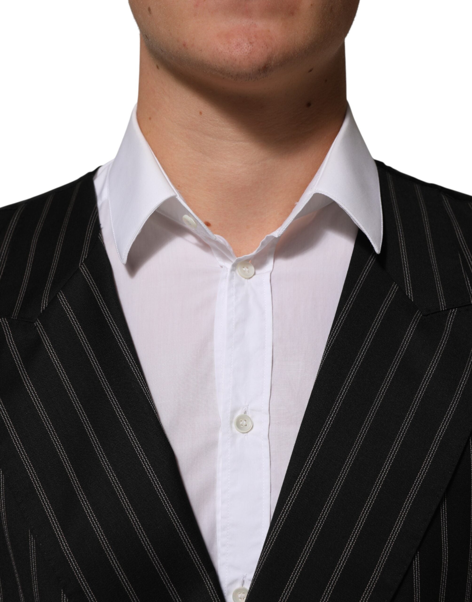 Dolce & Gabbana Black Stripes Wool Dress Men Waistcoat Men's Vest