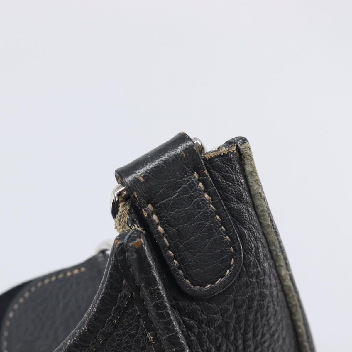 Hermes Evelyne Bag Gen I Clemence Black Leather Handbag (Pre-Owned)