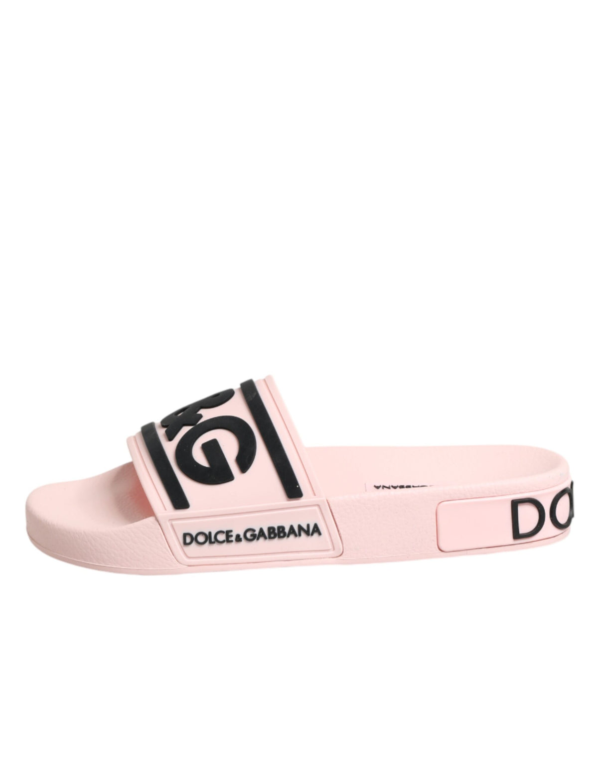 Dolce & Gabbana Pink Rubber Slides Sandals Beachwear Women's Shoes
