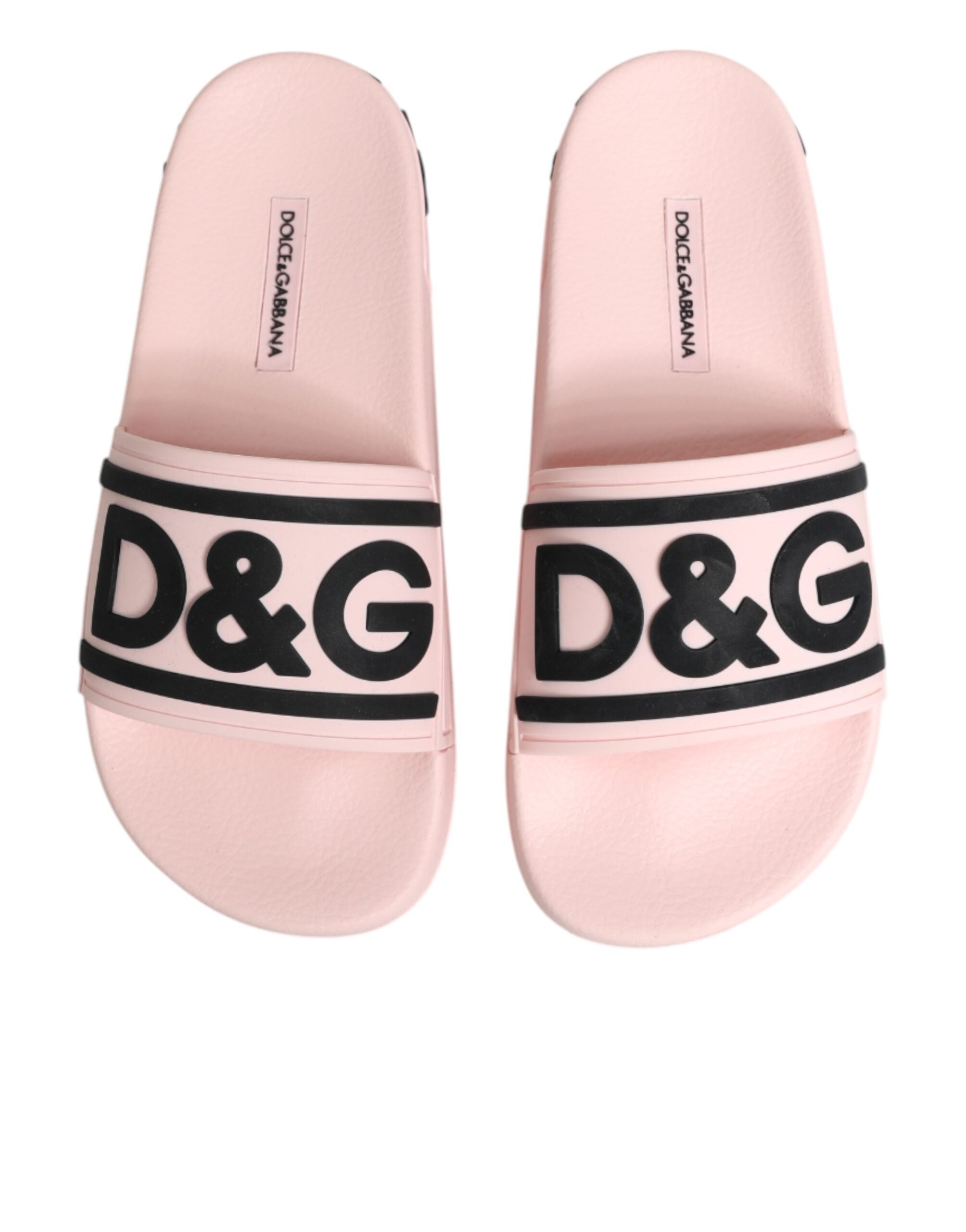 Dolce & Gabbana Pink Rubber Slides Sandals Beachwear Women's Shoes