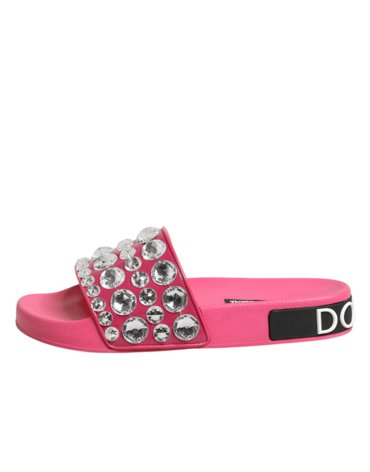 Dolce & Gabbana Pink Crystal Slides Sandals Beachwear Women's Shoes (Pre-Owned)